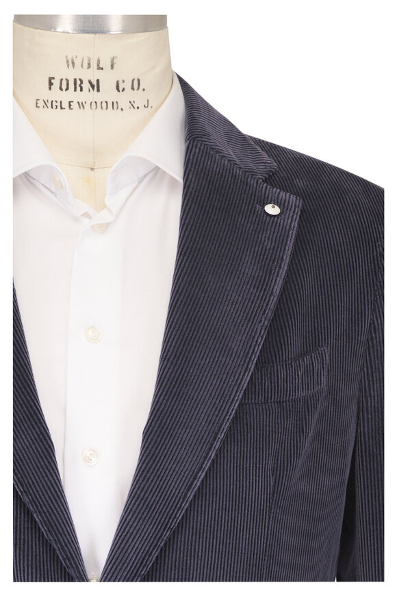 L.B.M. 1911 Navy Blue Cotton & Cashmere Corduroy Sportcoat - view 1