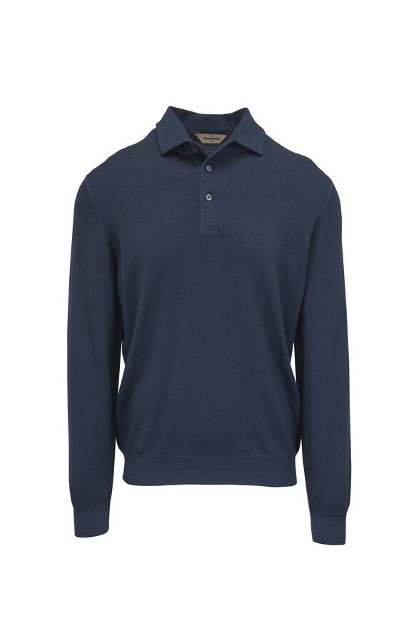 Gran Sasso Navy Vintage Merino Wool Polo