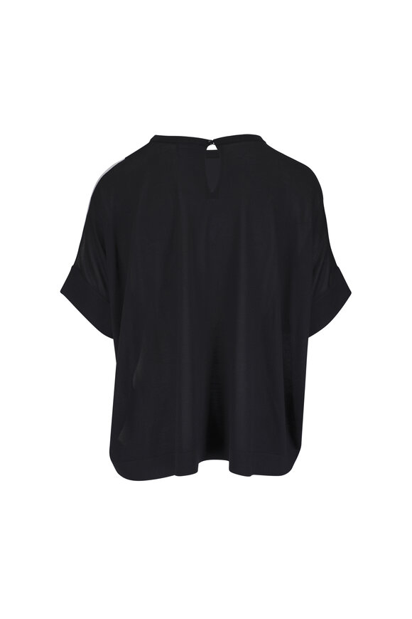 Akris Black & White Cloud Print Mixed Media Blouse - view 2