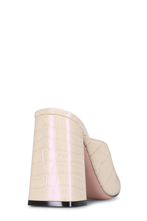 Valentino Garavani Butter White Embossed Leather Slide, 95mm - view 4