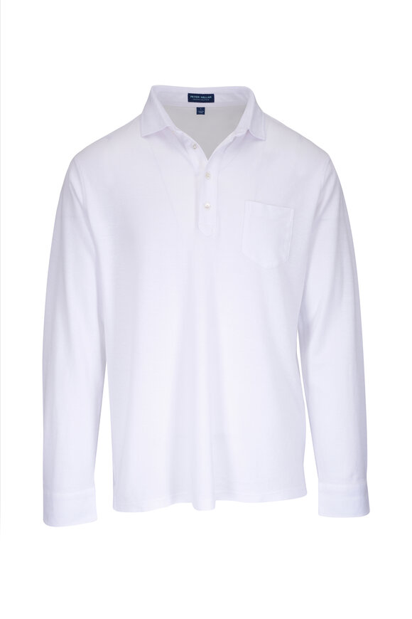 Peter Millar Croxley White Cotton & Linen Polo