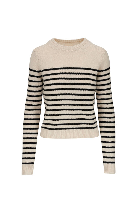 Khaite Diletta Magnolia & Black Striped Cashmere Sweater 