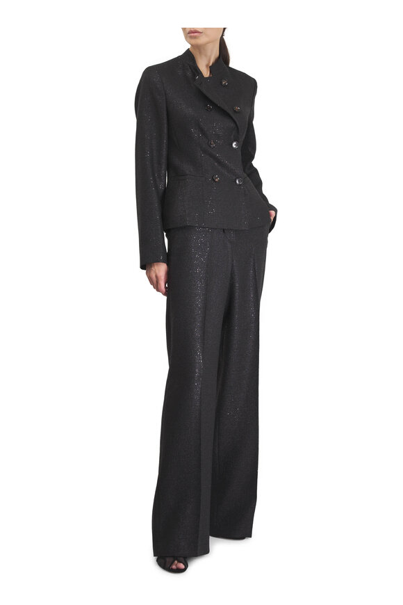 Kiton Black Double Breasted Sequin Lurex Jacket - view 2