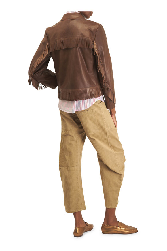 Nili Lotan Lazare Dark Brown Fringe Leather Jacket - view 4