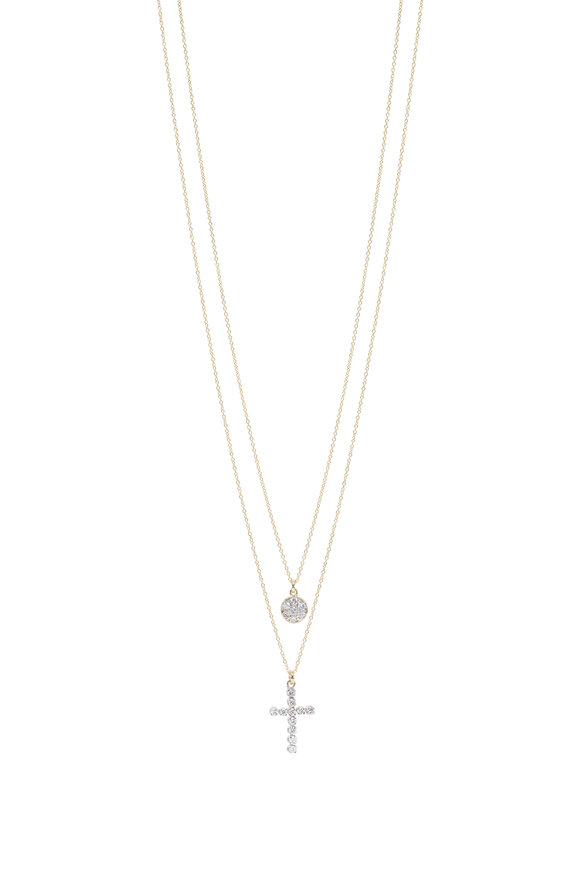 Renee Lewis Diamond Circle & Cross Two Chain Necklace - view 1