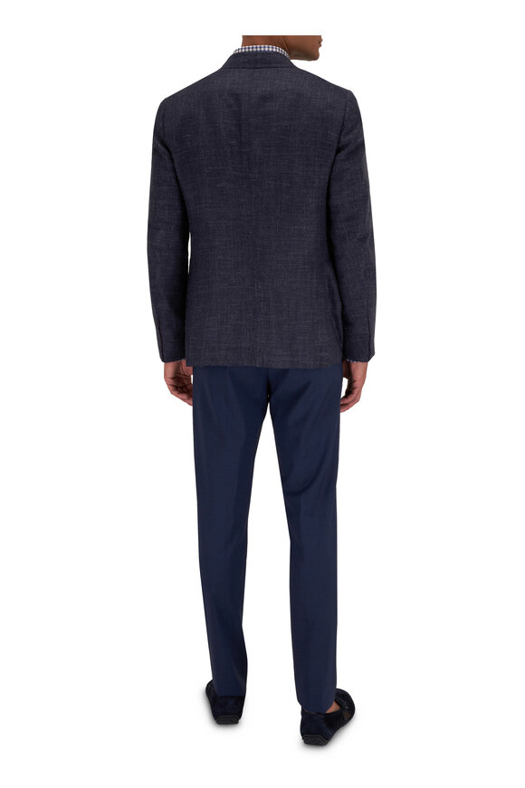 Isaia - Capri Navy Melange Cashmere Silk Linen Sport Coat 