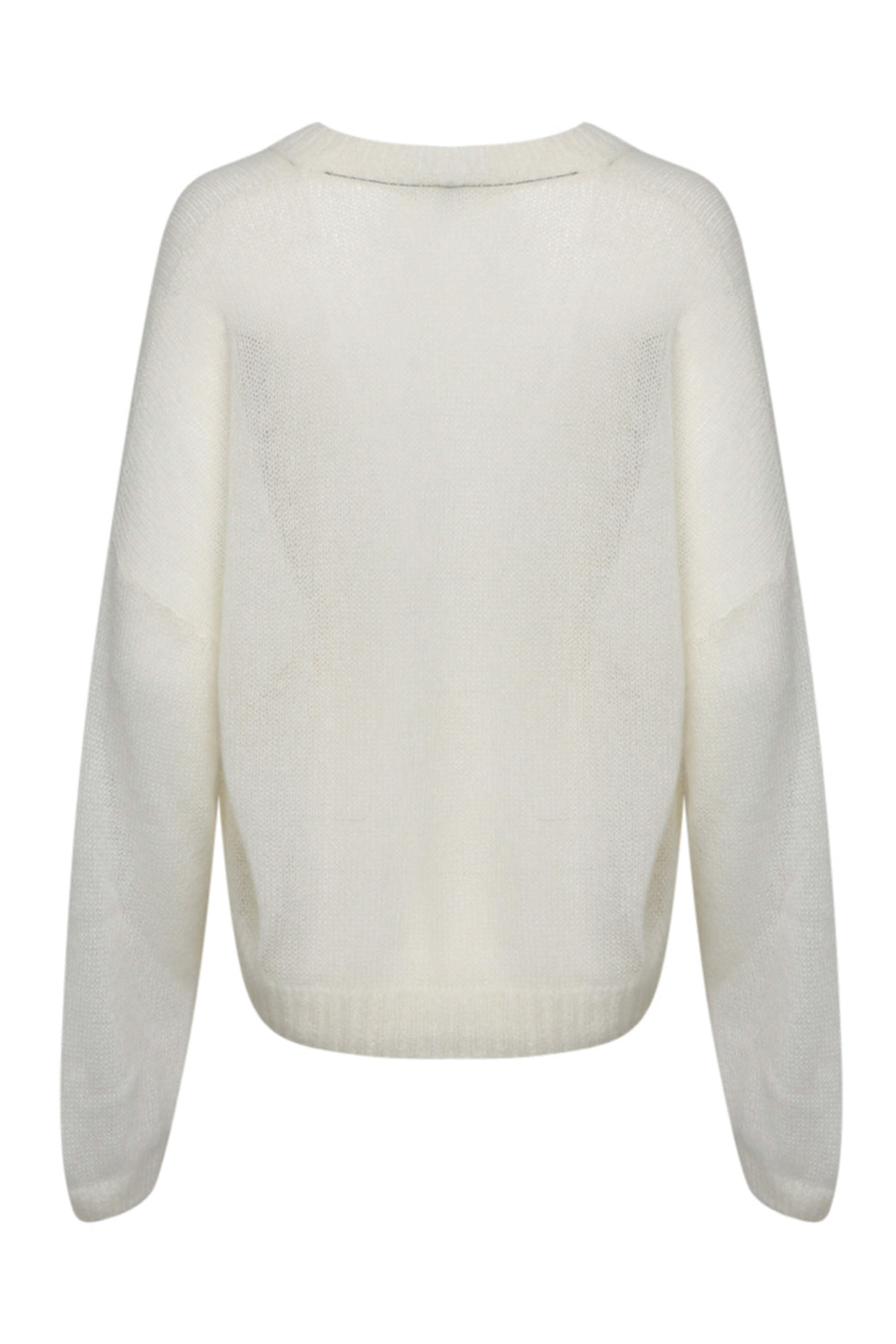 Brunello Cucinelli - White Mohair V Neck Sweater