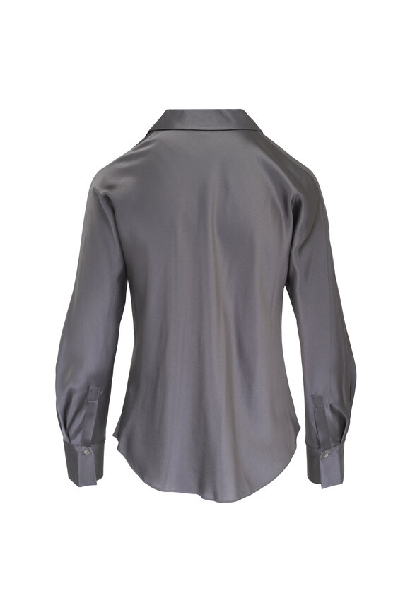 Vince Gray Silk Bias Long-Sleeve Blouse - view 2