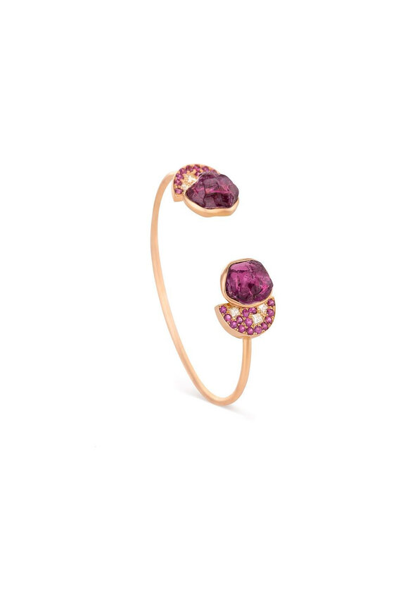 Clara Chehab Sienna Purple Red Double Moon Cuff Bracelet