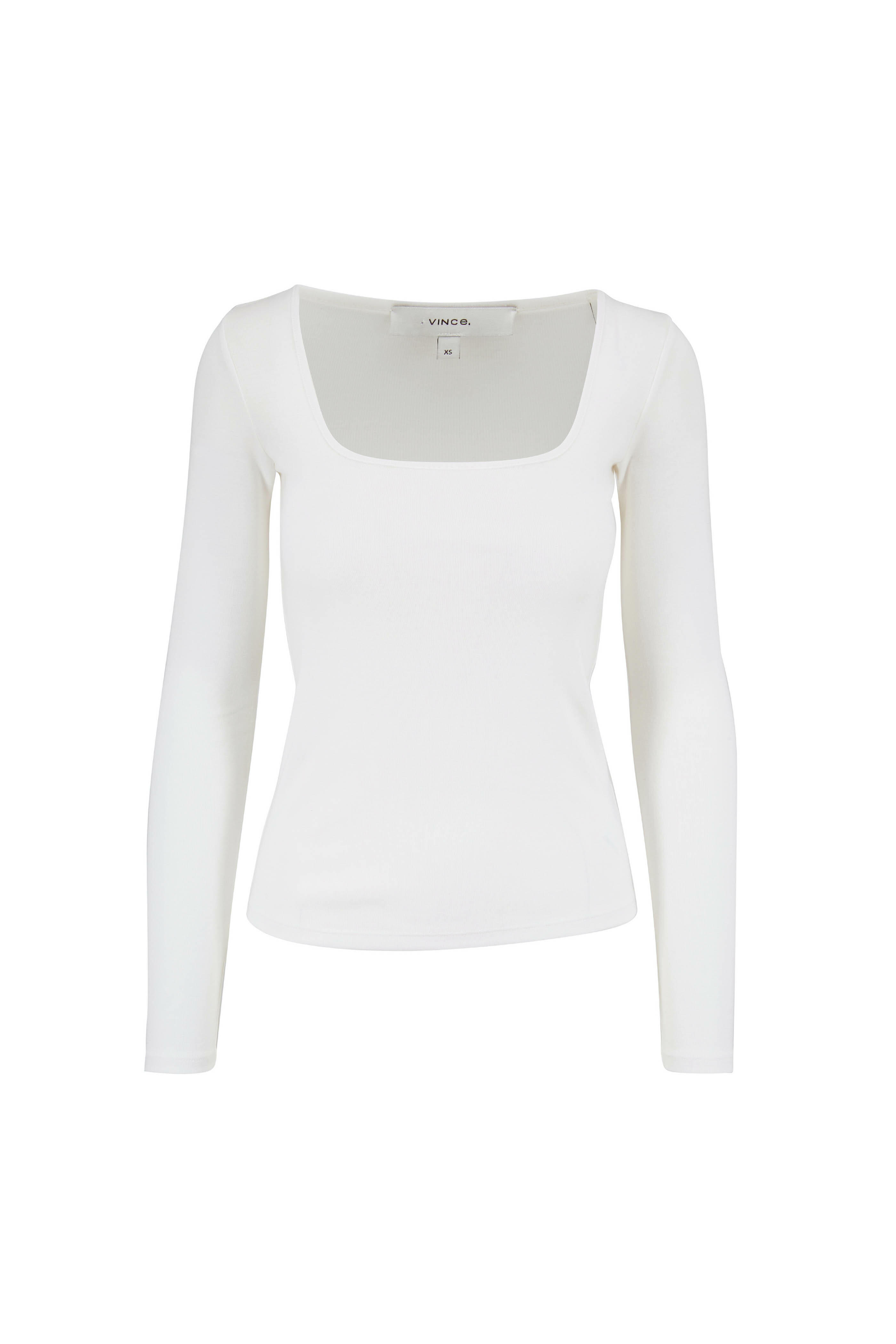 Vince - Off White Long Sleeve Square Neck Shirt | Mitchell