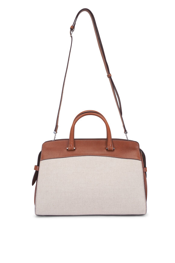 Métier Private Eye Natural Linen & Leather Satchel - view 3