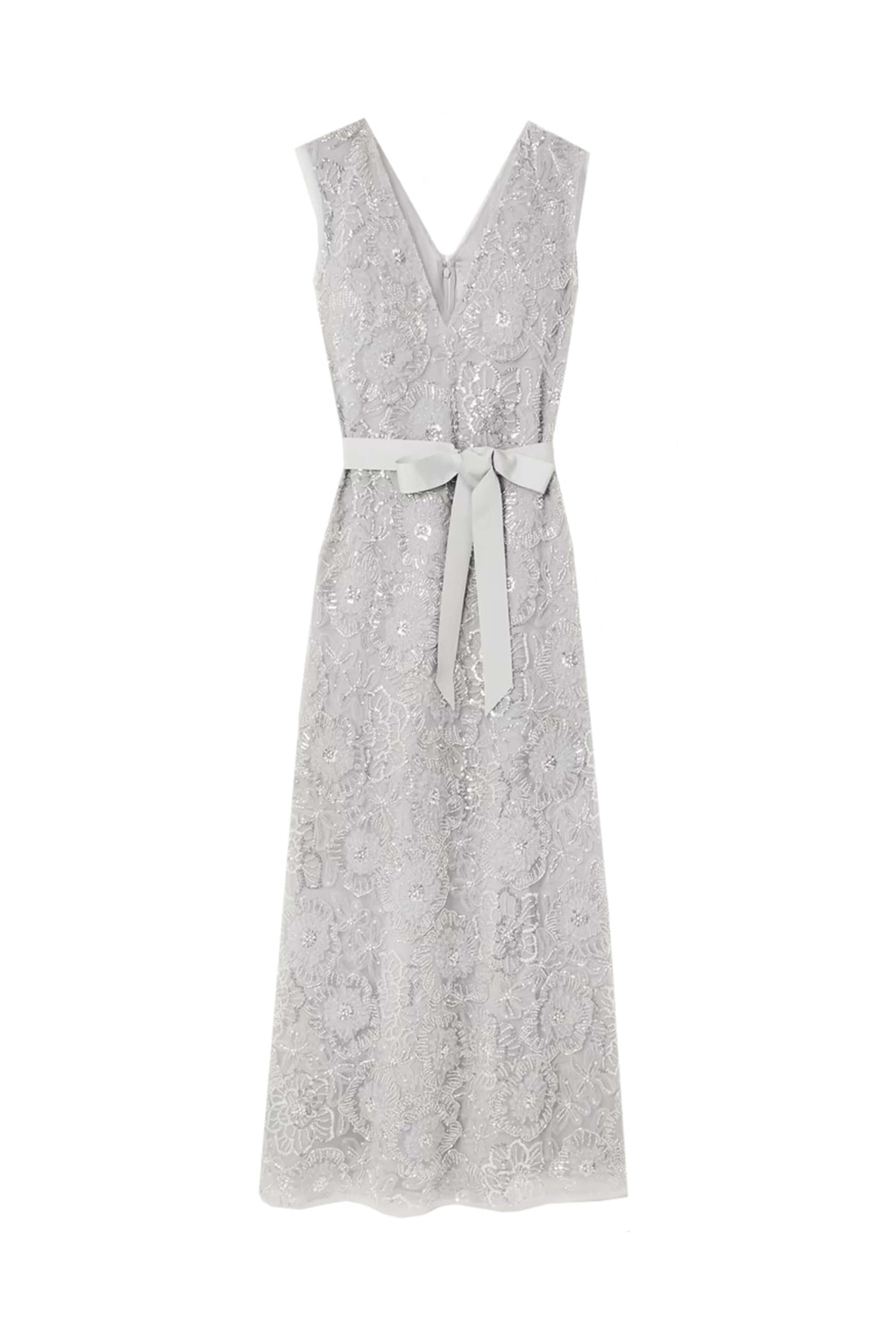 Huishan Zhang - Gray Embellished Esma Cocktail Dress