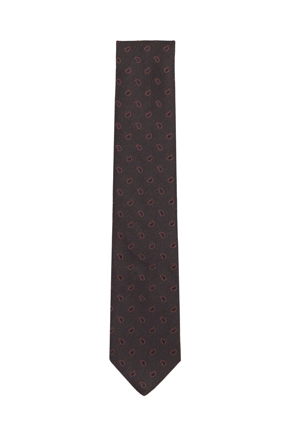 Geoff Nicholson Dark Green Paisley Silk Necktie - view 1