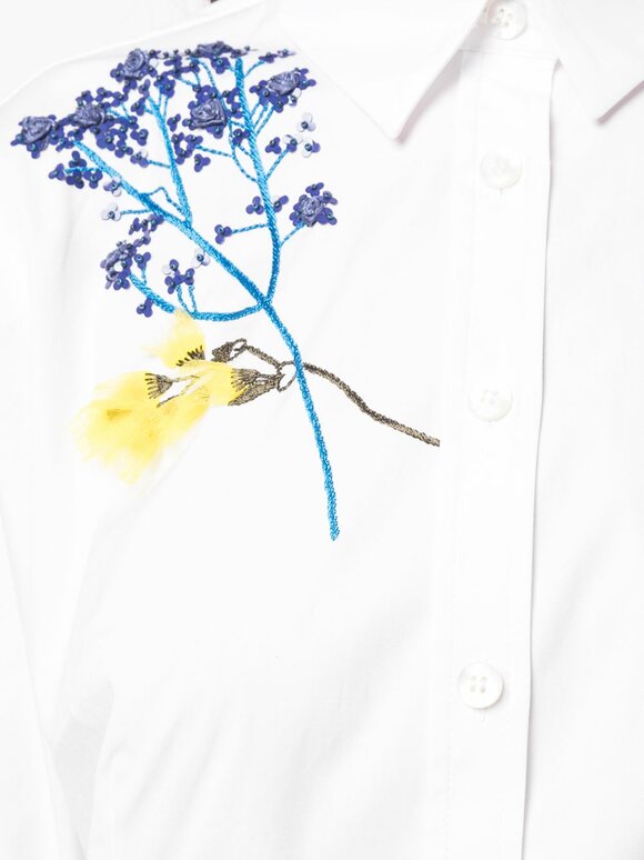 Carolina Herrera - White Embroidered Flowers Blouse