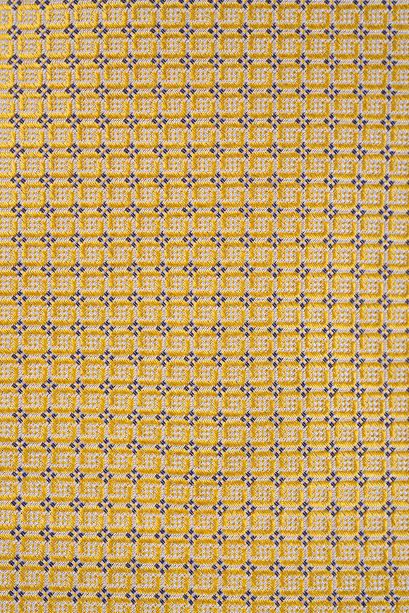 Kiton Yellow Geometric Print Silk Necktie - view 2