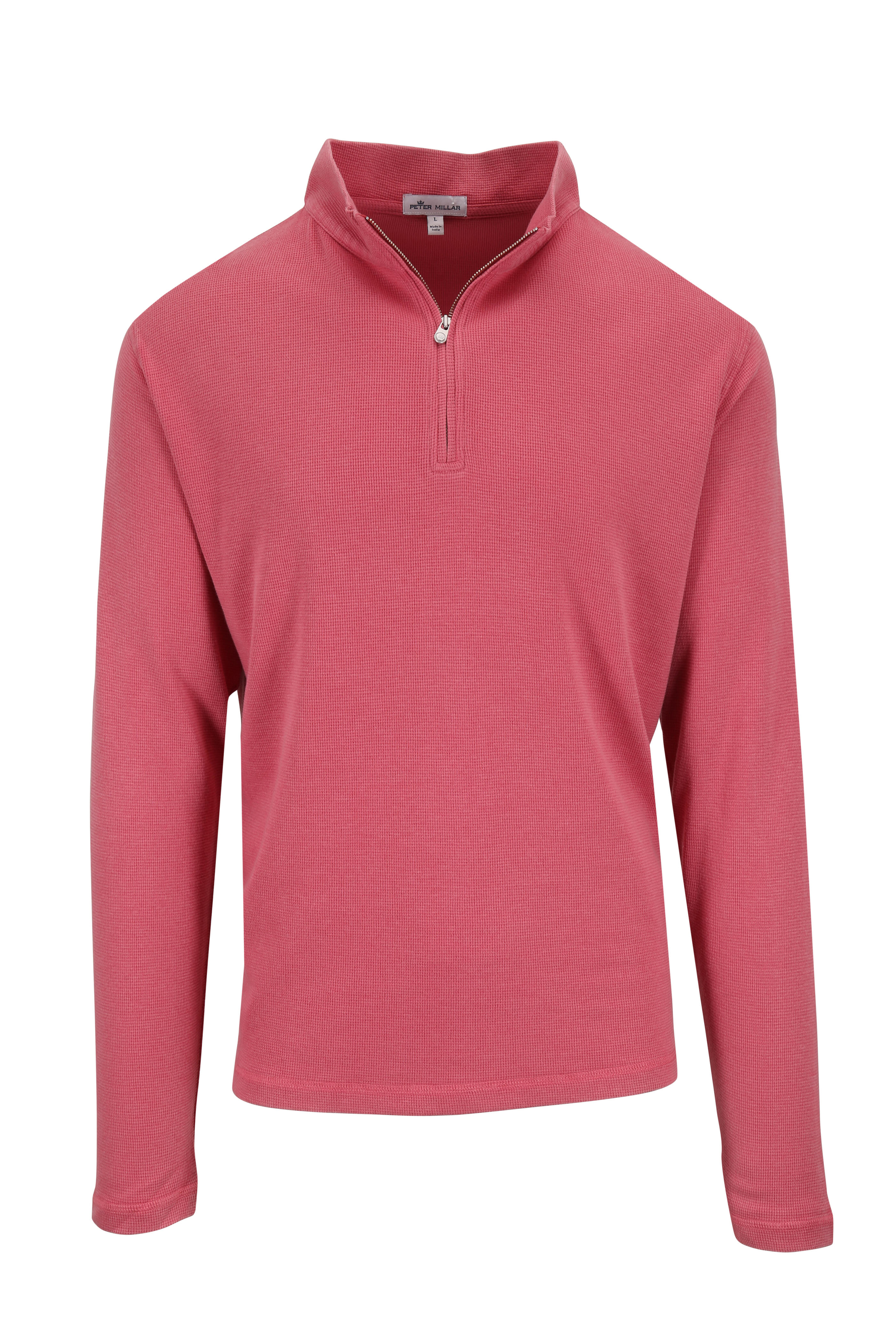 Peter Millar - Red Sunwashed Waffle Knit Quarter-Zip Pullover