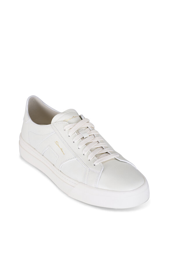 Santoni White Leather Low-Top Sneaker