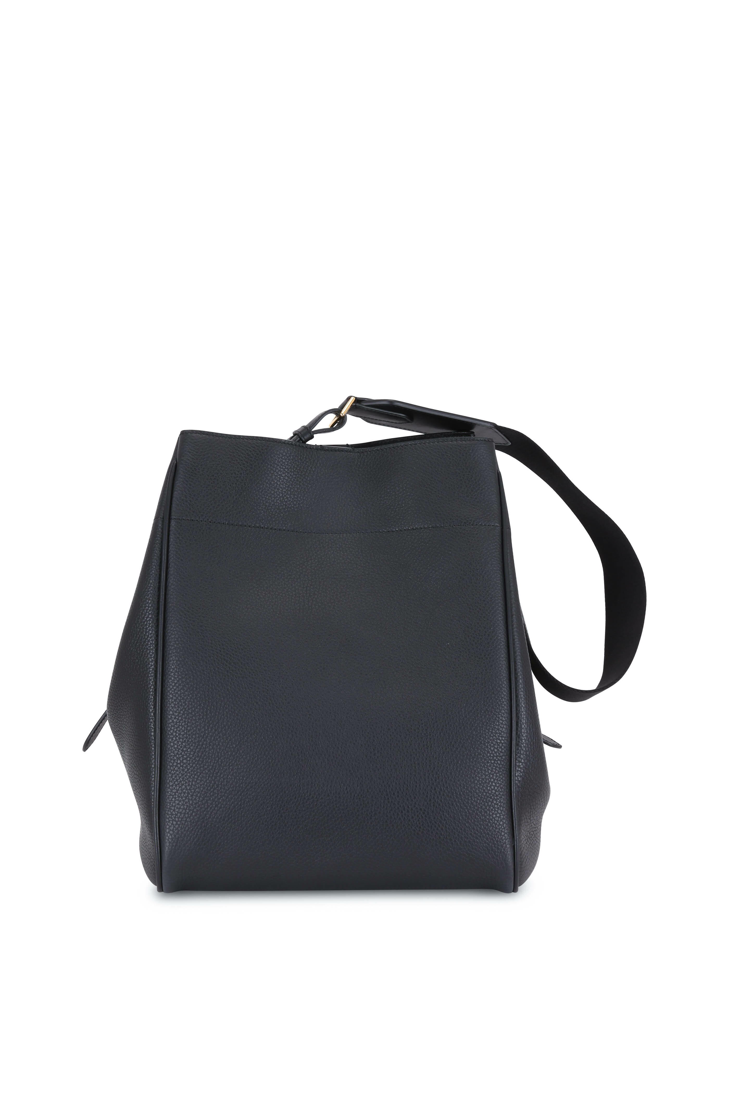 Tom Ford - Black Grained Leather Medium Hobo Bag