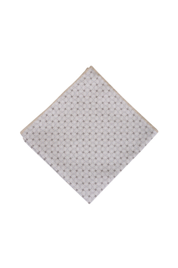 Paolo Albizzati Khaki Geometric Reversible Pocket Square