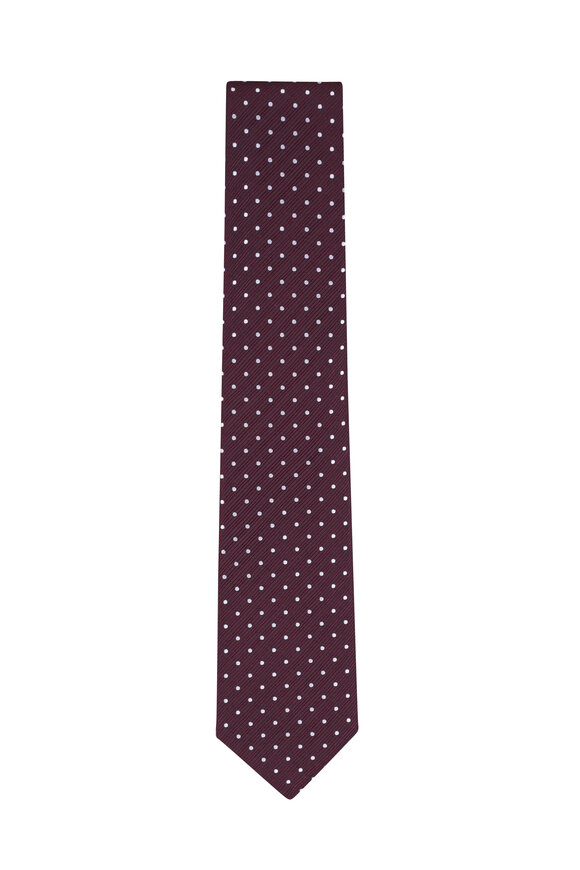 Tom Ford Burgundy Dot Print Silk Necktie