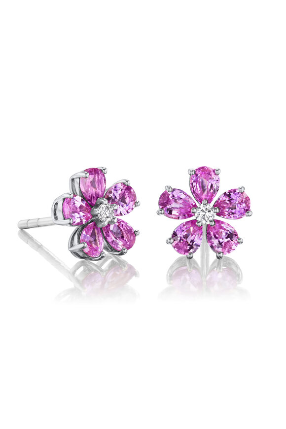 Nam Cho Platinum Pink Sapphire & Diamond Petite Studs
