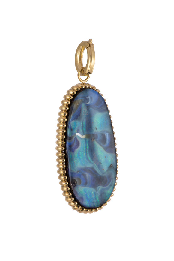 Sylva & Cie 18k Yellow Gold Oval Opal Caviar Pendant - view 1