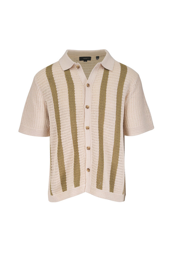 Vince Dark Blanco & Desert Brush Stripe Crochet Shirt - view 1