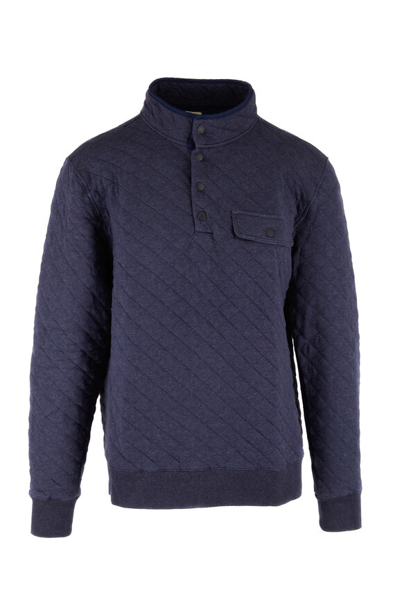 Faherty Brand - Epic Navy Mélange Quilted Fleece Pullover