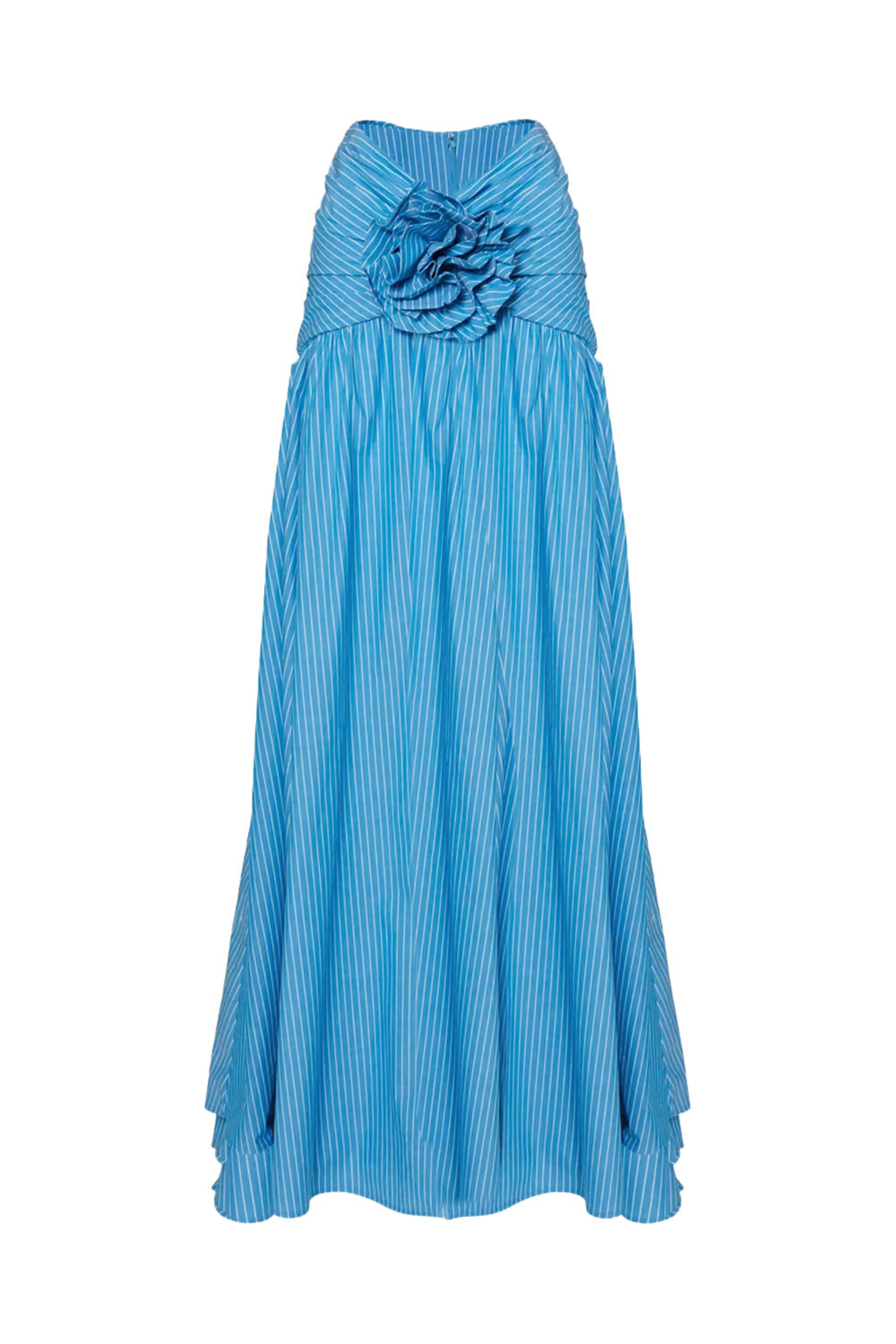Carolina Herrera - Tropical Blue Gathered Waist Maxi Skirt