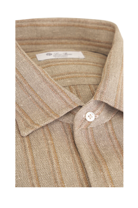 Loro Piana André Tundra Stripe Linen Sport Shirt - view 2