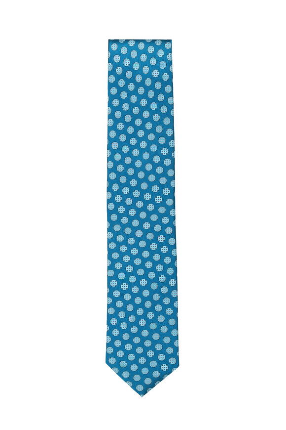 Momas Aqua Geometric Print Necktie