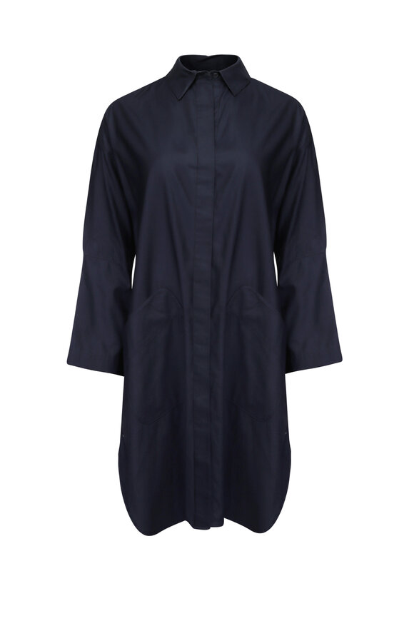ワンピース Thom Browne Navy Blue Cotton T-Shirt Dress Thom Browne - Navy Blue Drawstring T-Shirt Dress