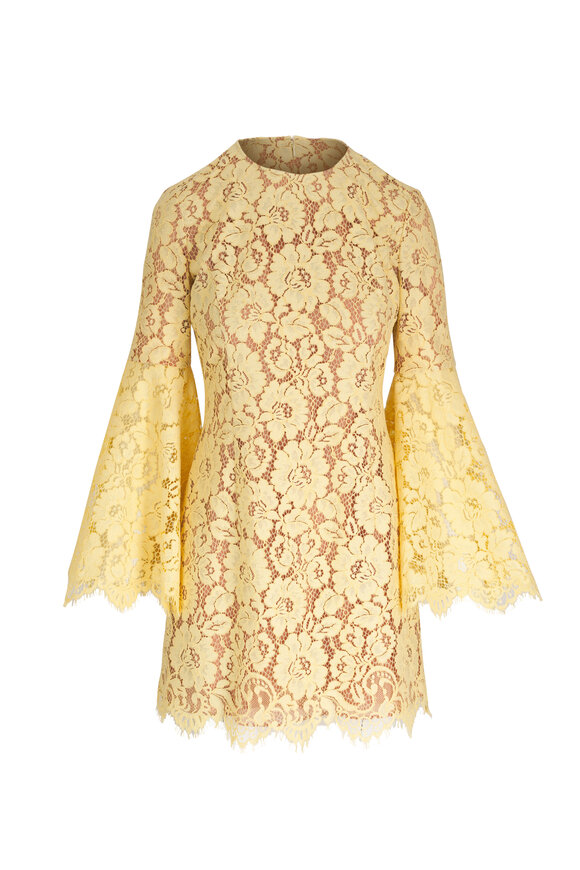 Michael Kors Collection Parchment Lace Bell Sleeve Mini Dress 