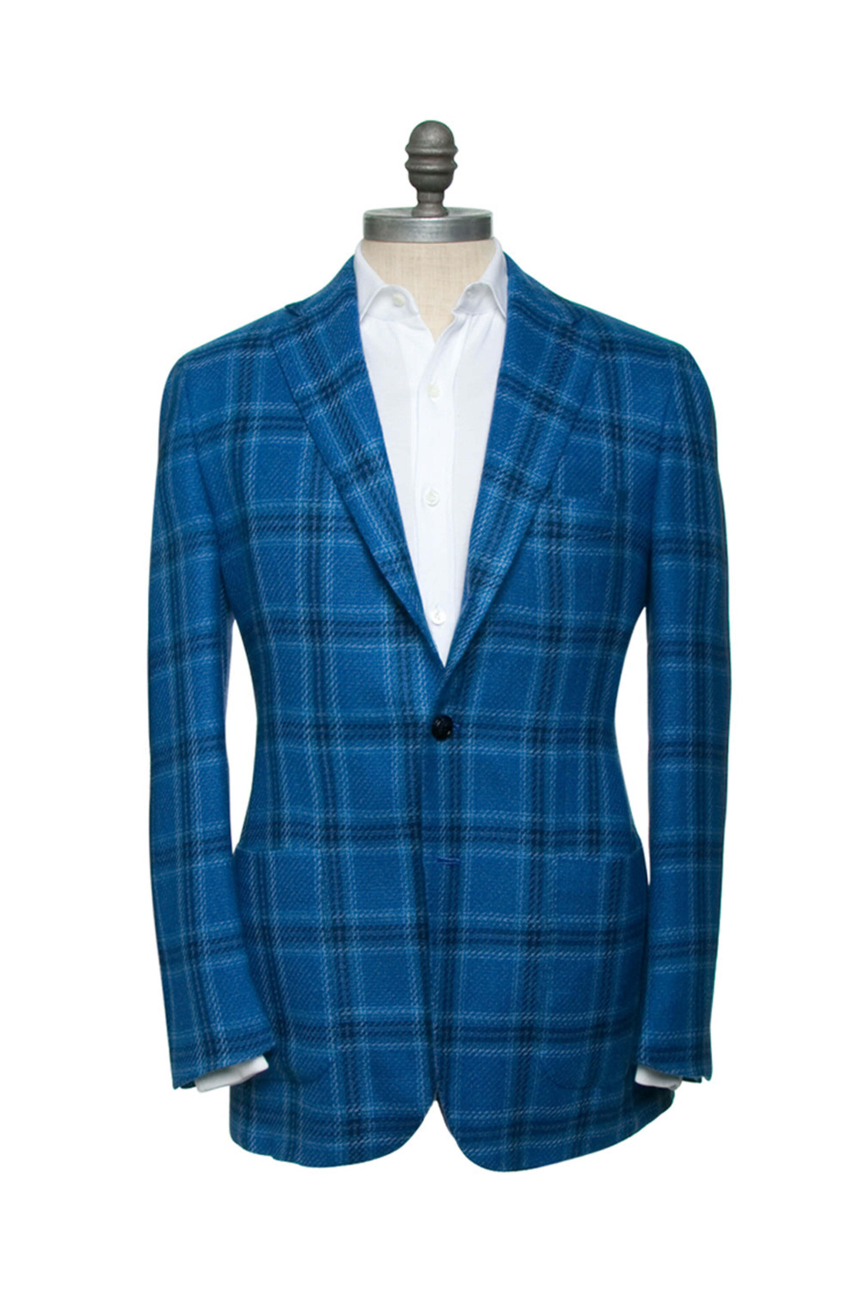 Kiton - High Blue and Navy Plaid Sportcoat
