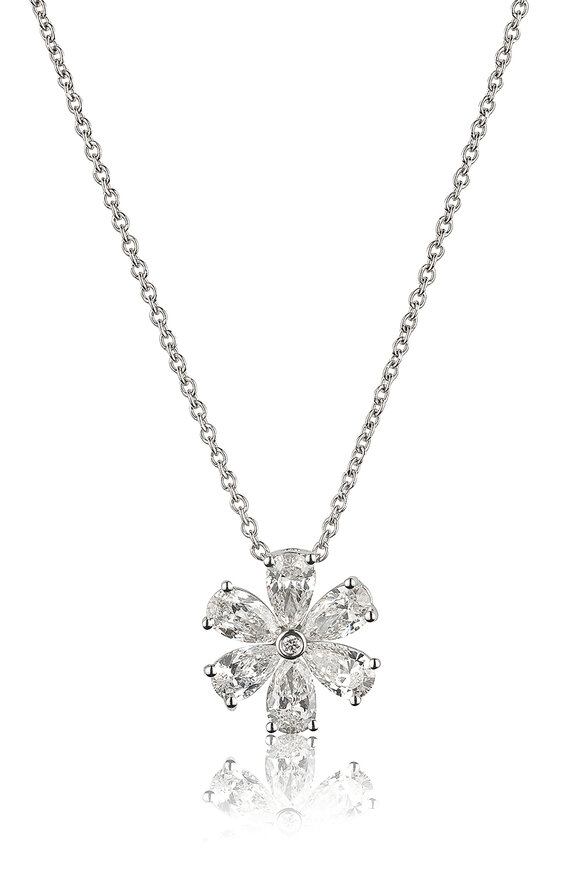ZYDO 18k White Gold Diamond Flower Pendant