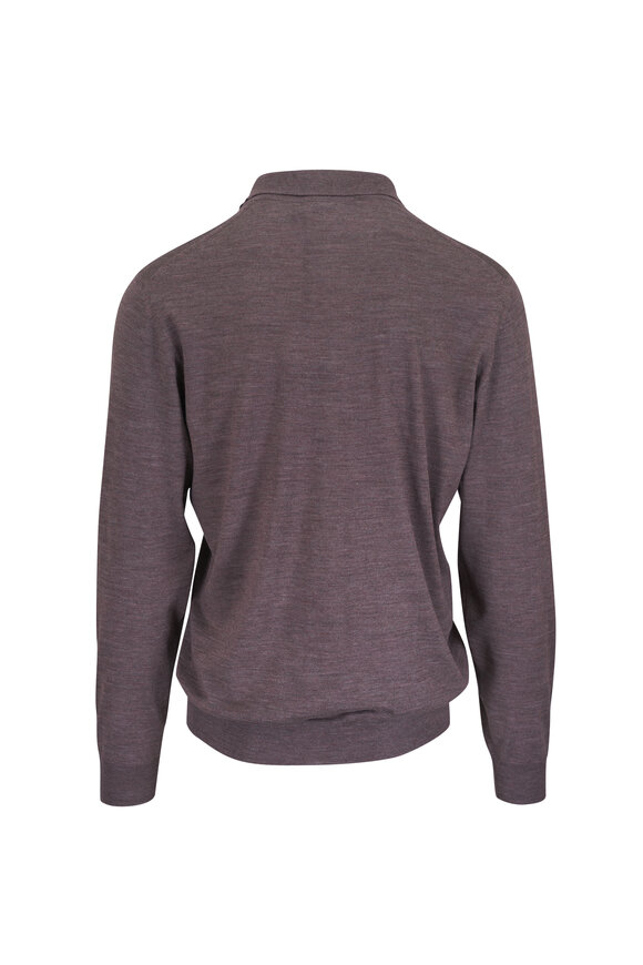 Fedeli Mushroom Merino Wool Polo - view 4