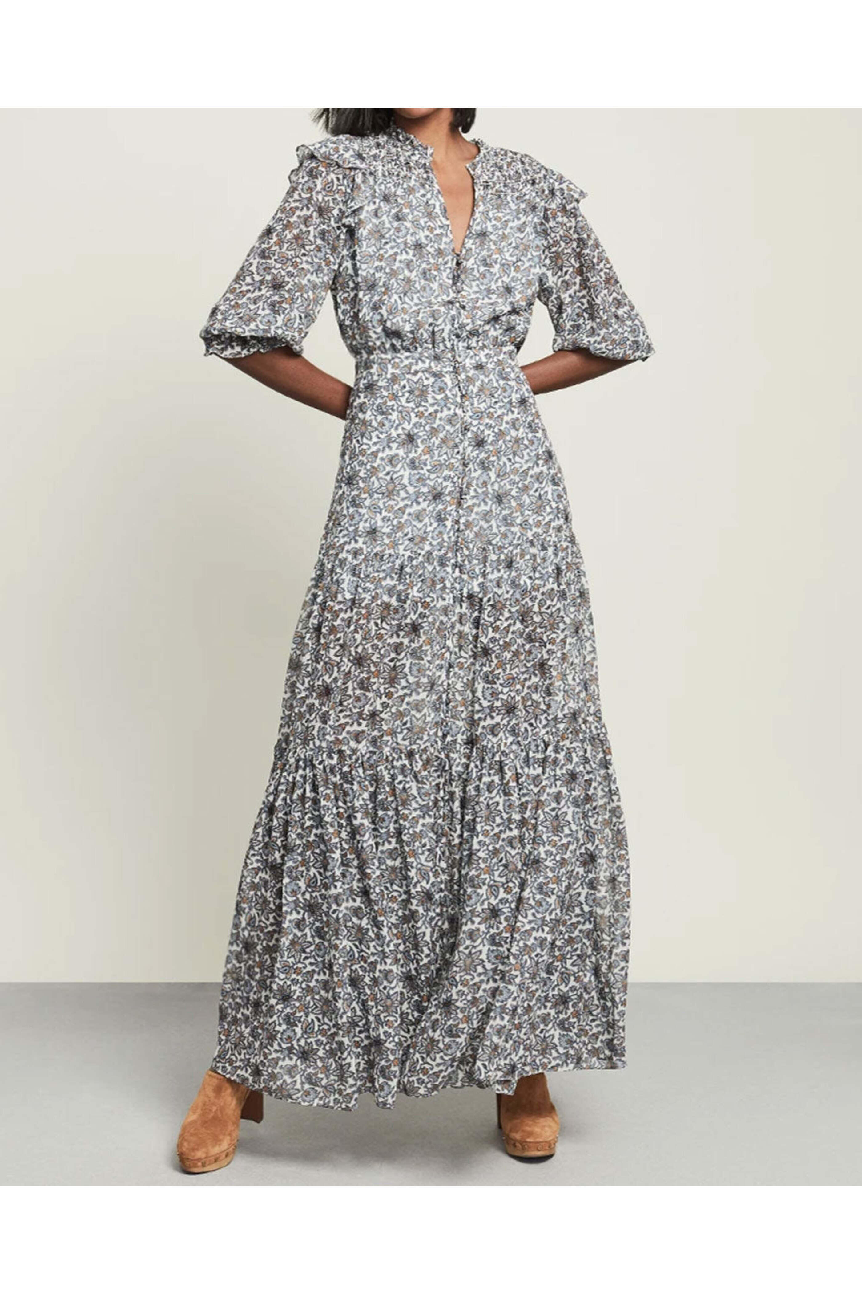 Veronica Beard - Ecru Floral Nitza Maxi Dress