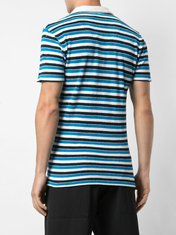 Orlebar Brown - Bahama Blue Striped Terry Cloth Polo