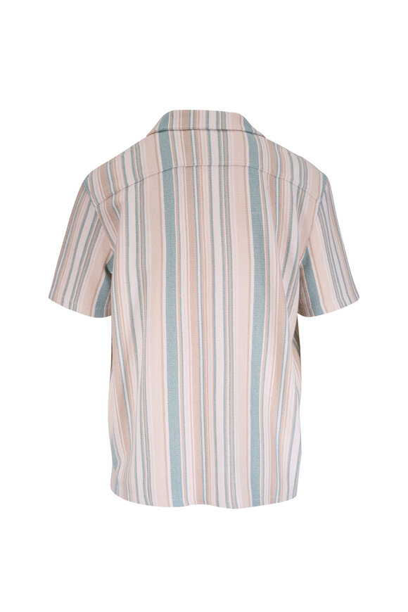 Faherty Brand Light Blue Stripe Cotton Camp Shirt - view 3