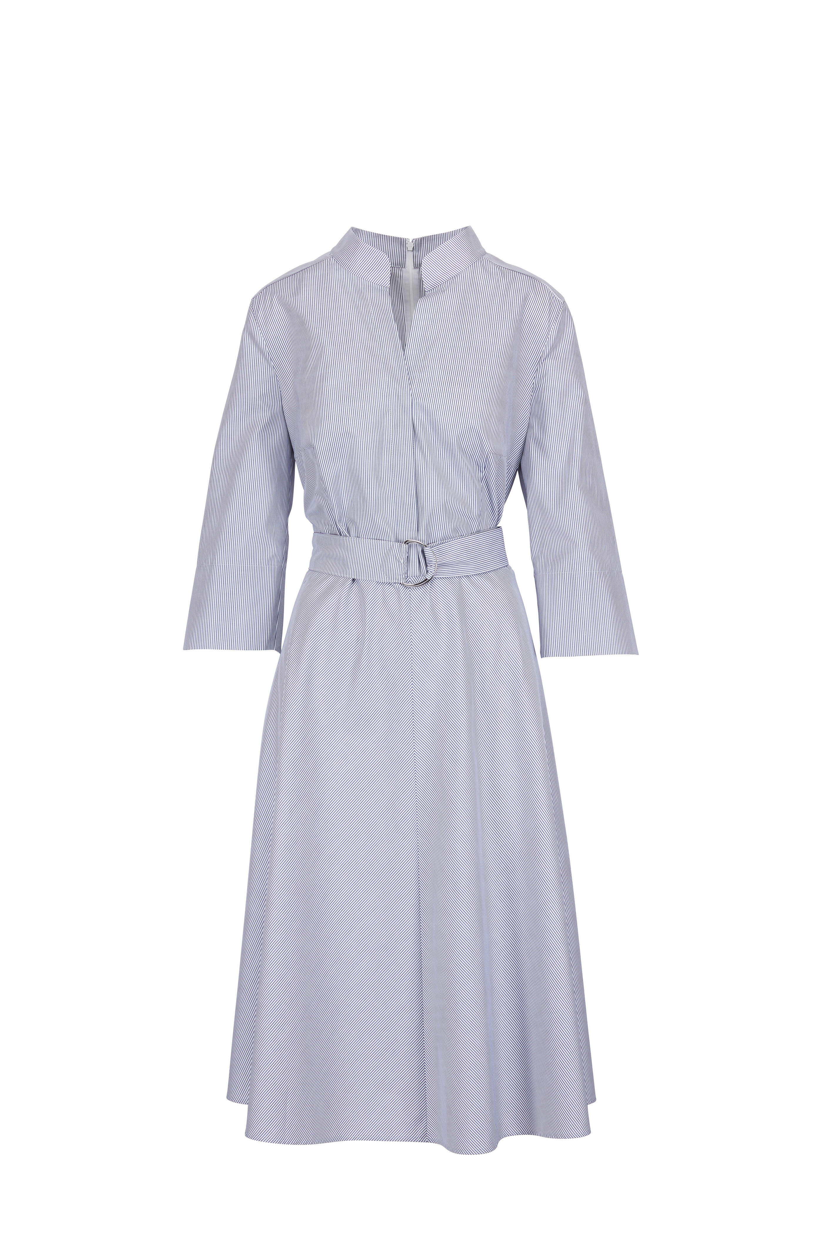 akris punto belted denim dress Akris punto Denim Belted Sleeveless Midi-Dress