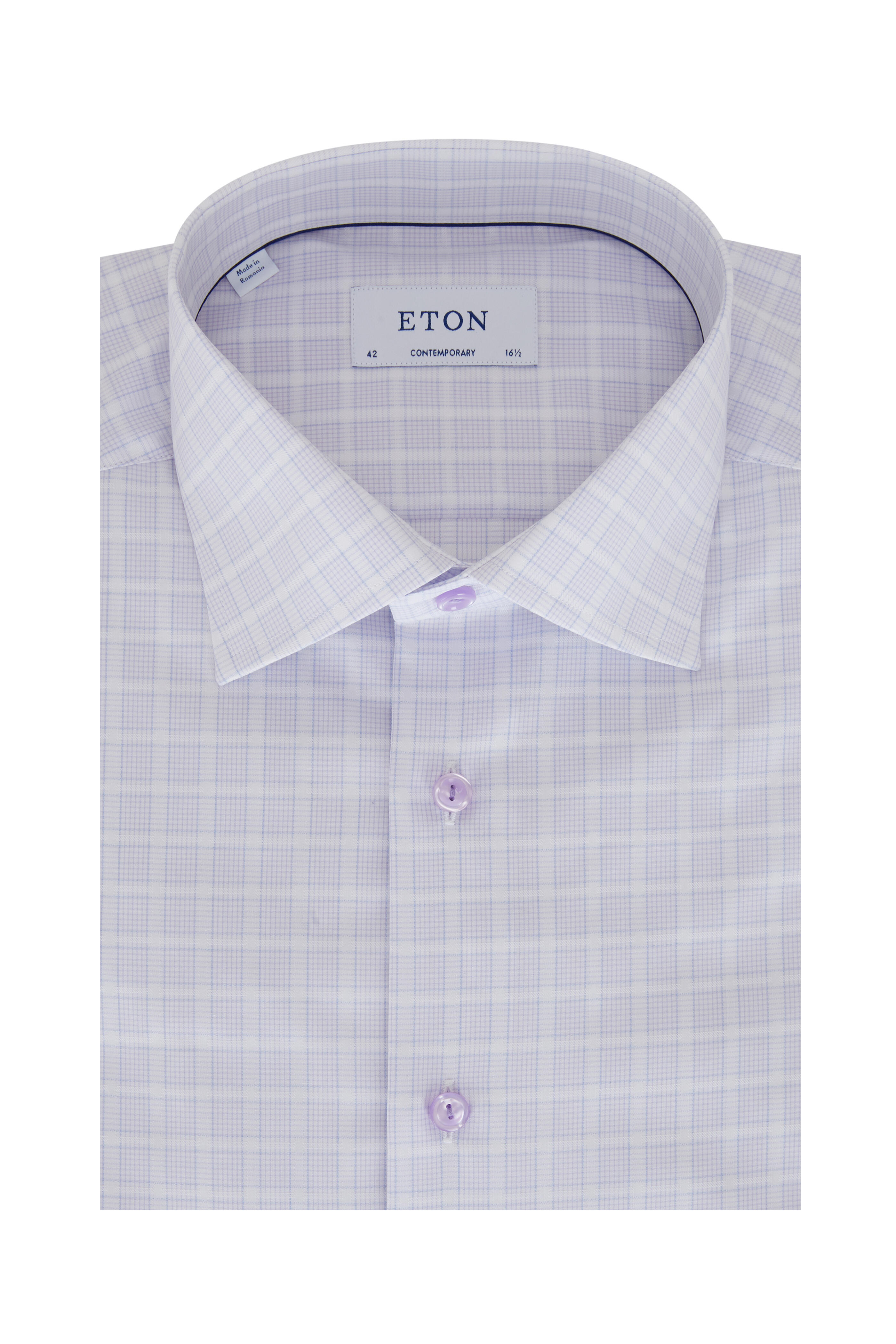 Eton - Light Lavender Check Contemporary Fit Sport Shirt
