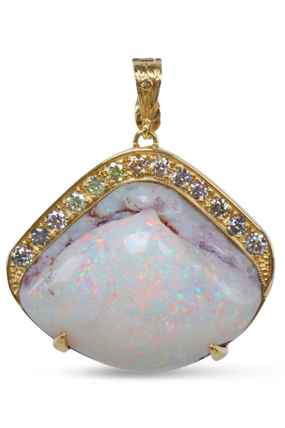 K. Brunini Jewels Diamond & Opalized Clam Shell Pendant