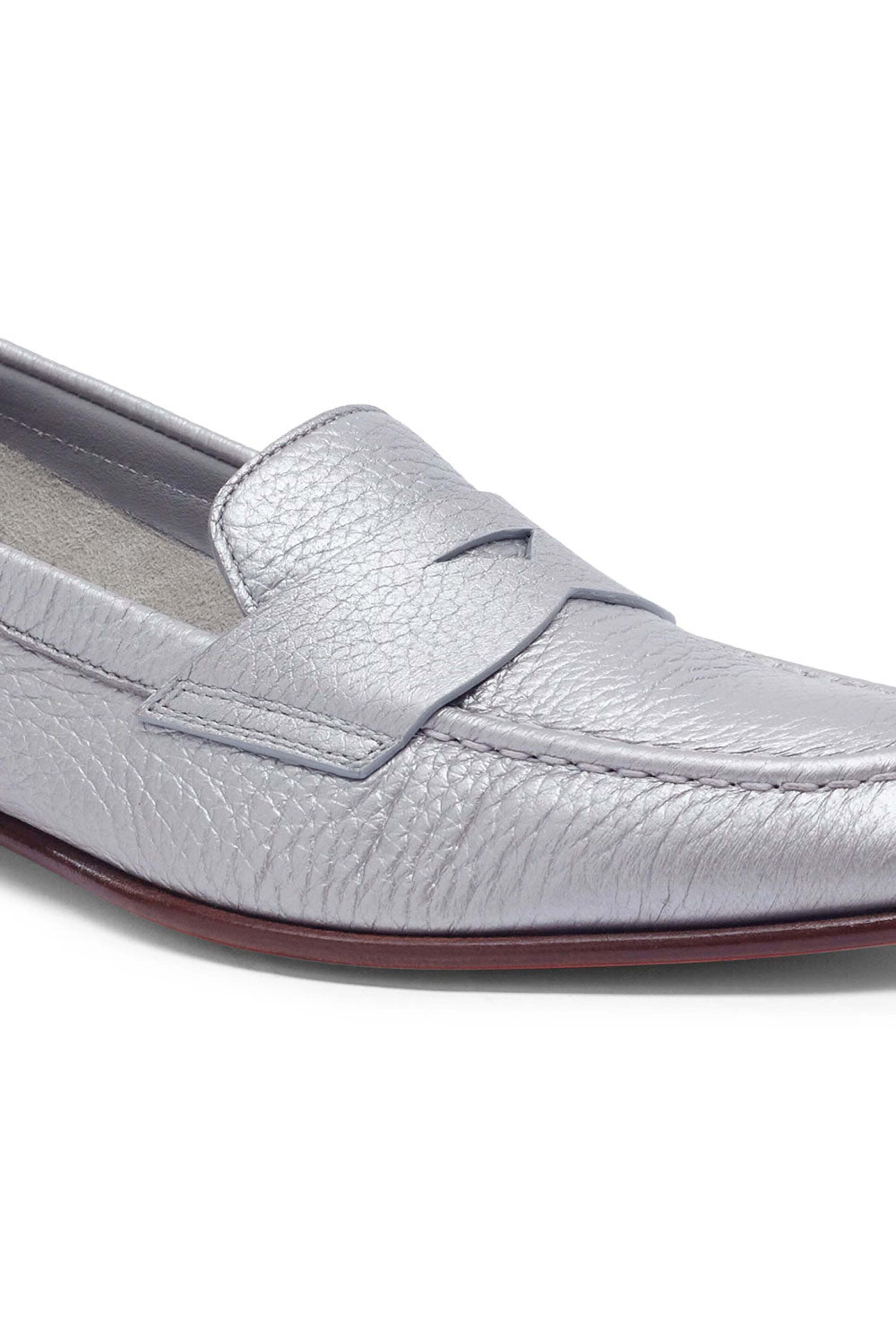 Santoni - Famed Leather Penny Loafer in Silver