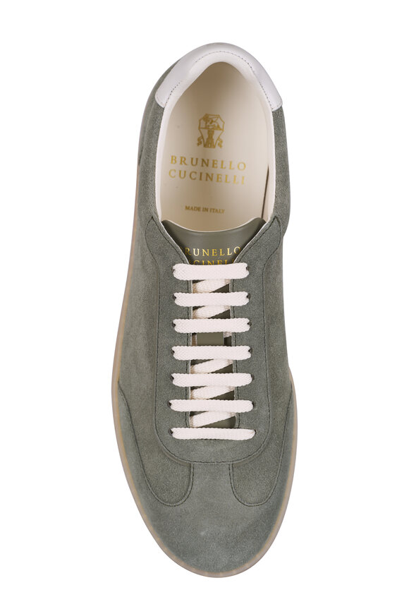 Brunello Cucinelli Olive Green Suede Sneaker - view 4