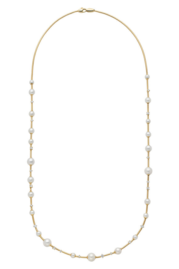 Mattia Cielo 18k Yellow Gold Pearl & Diamond Rugiada Necklace
