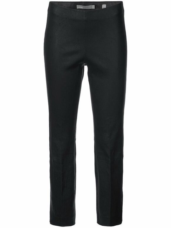 Vince - Black Leather Split Hem Cropped Pant