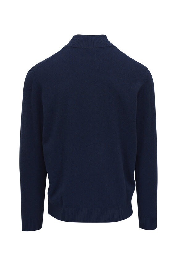 Kinross - Navy Suede Trim Quarter Zip Pullover