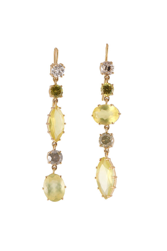 Sylva & Cie - Phrenite & Diamond Dangle Earrings