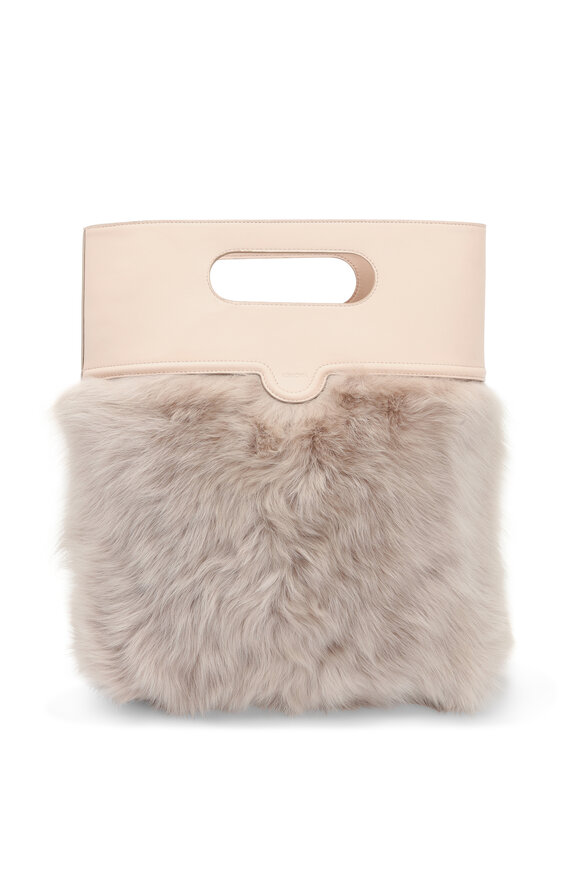 Agnona - Nude Leather & Mixed Fur Tote