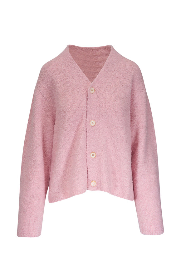 The Elder Statesman Teddy Baby Pink Oversized Cashmere Cardigan